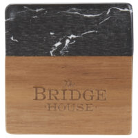 Black Marble w/ Acacia Wood Coaster Set
